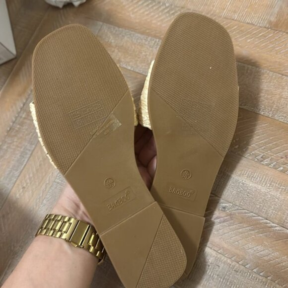 Bamboo The Sunhat Raffia Woven Straw Slide Slip On Nude Natural Sandal - Picture 8 of 8